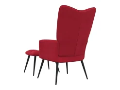 Silla de relajación con reposapiés terciopelo rojo tinto ES48118