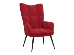 Silla de relajación con reposapiés terciopelo rojo tinto ES48118