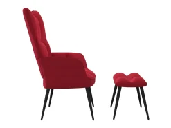 Silla de relajación con reposapiés terciopelo rojo tinto ES48118