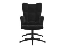 Silla de relajación con reposapiés terciopelo negro