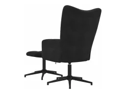 Silla de relajación con reposapiés terciopelo negro