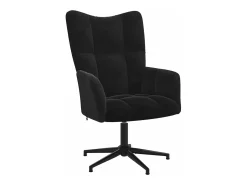 Silla de relajación con reposapiés terciopelo negro