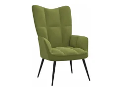 Silla de relajación con reposapiés terciopelo verde claro