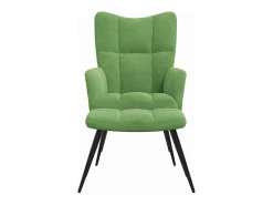Silla de relajación con reposapiés terciopelo verde claro