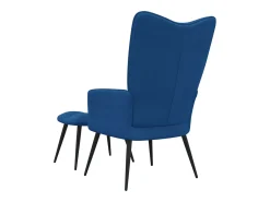 Silla de relajación con reposapiés terciopelo azul