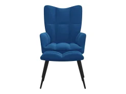 Silla de relajación con reposapiés terciopelo azul