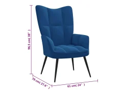 Silla de relajación con reposapiés terciopelo azul