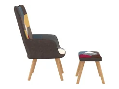 Silla de relajación con reposapiés tela patchwork ES36914
