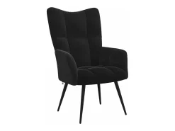 Silla de relajación con reposapiés terciopelo negro