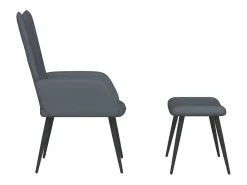 Silla de relajación con taburete terciopelo gris oscuro