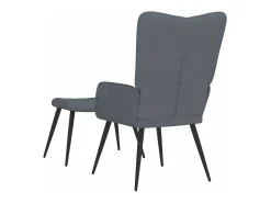 Silla de relajación con taburete terciopelo gris oscuro