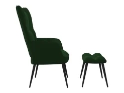 Silla de relajación con taburete terciopelo verde oscuro