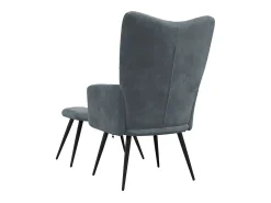 Silla de relajación con taburete terciopelo gris oscuro