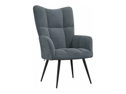 Silla de relajación con taburete terciopelo gris oscuro
