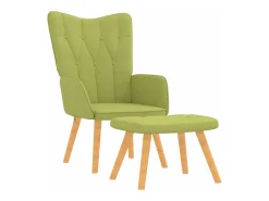Silla de relajación con taburete de tela verde