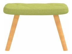 Silla de relajación con taburete de tela verde