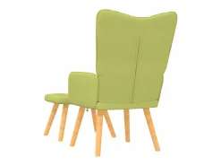 Silla de relajación con taburete de tela verde