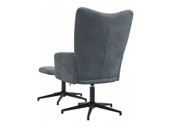 Silla de relajación con taburete terciopelo gris oscuro
