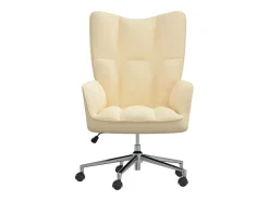 Silla de relajación de terciopelo blanco crema
