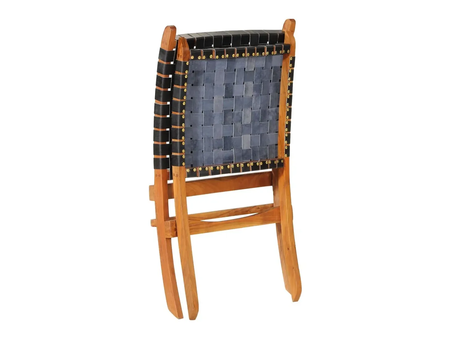 Silla de relax plegable cuero auténtico negro