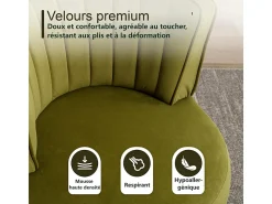 Silla giratoria redonda en tela de bucle verde oliva - respaldo ergonómico - máximo 150kg - 62.5x62x69.5cm