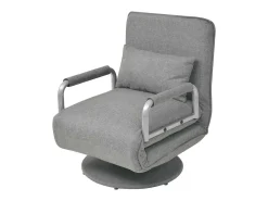 Silla giratoria y sofá cama tela gris claro