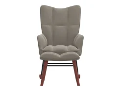 Silla mecedora con reposapiés terciopelo gris claro ES37237