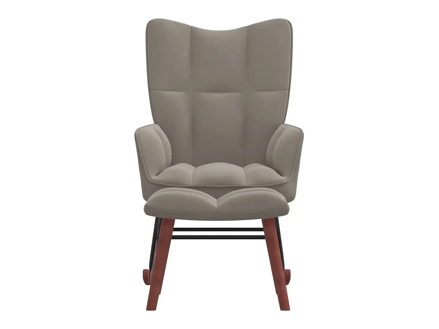 Silla mecedora con reposapiés terciopelo gris claro ES37237