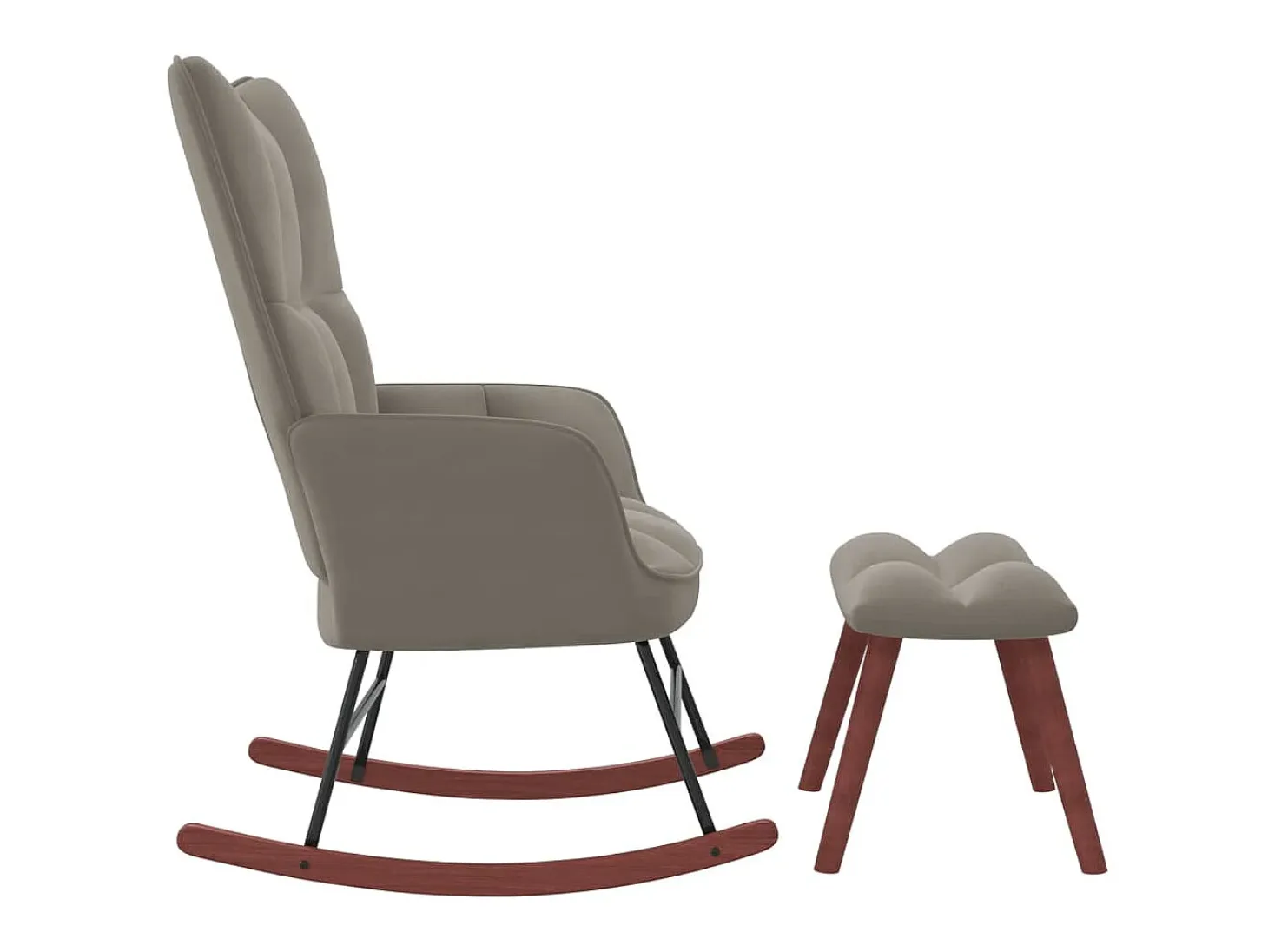 Silla mecedora con reposapiés terciopelo gris claro ES37237