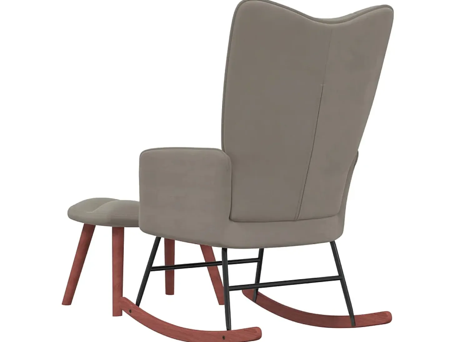 Silla mecedora con reposapiés terciopelo gris claro ES37237