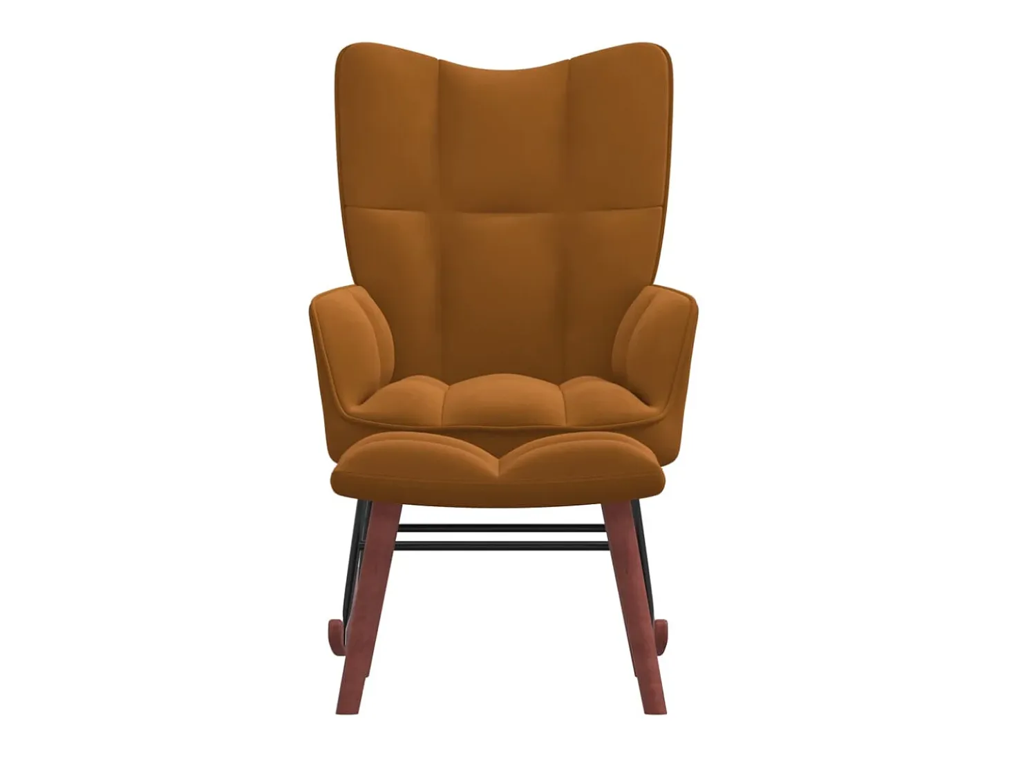 Silla mecedora con reposapiés terciopelo marrón ES43614