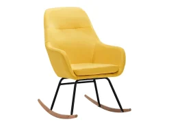 Silla mecedora de tela amarilla mostaza