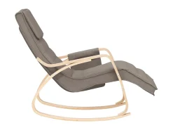Silla mecedora de tela gris taupe ES59706