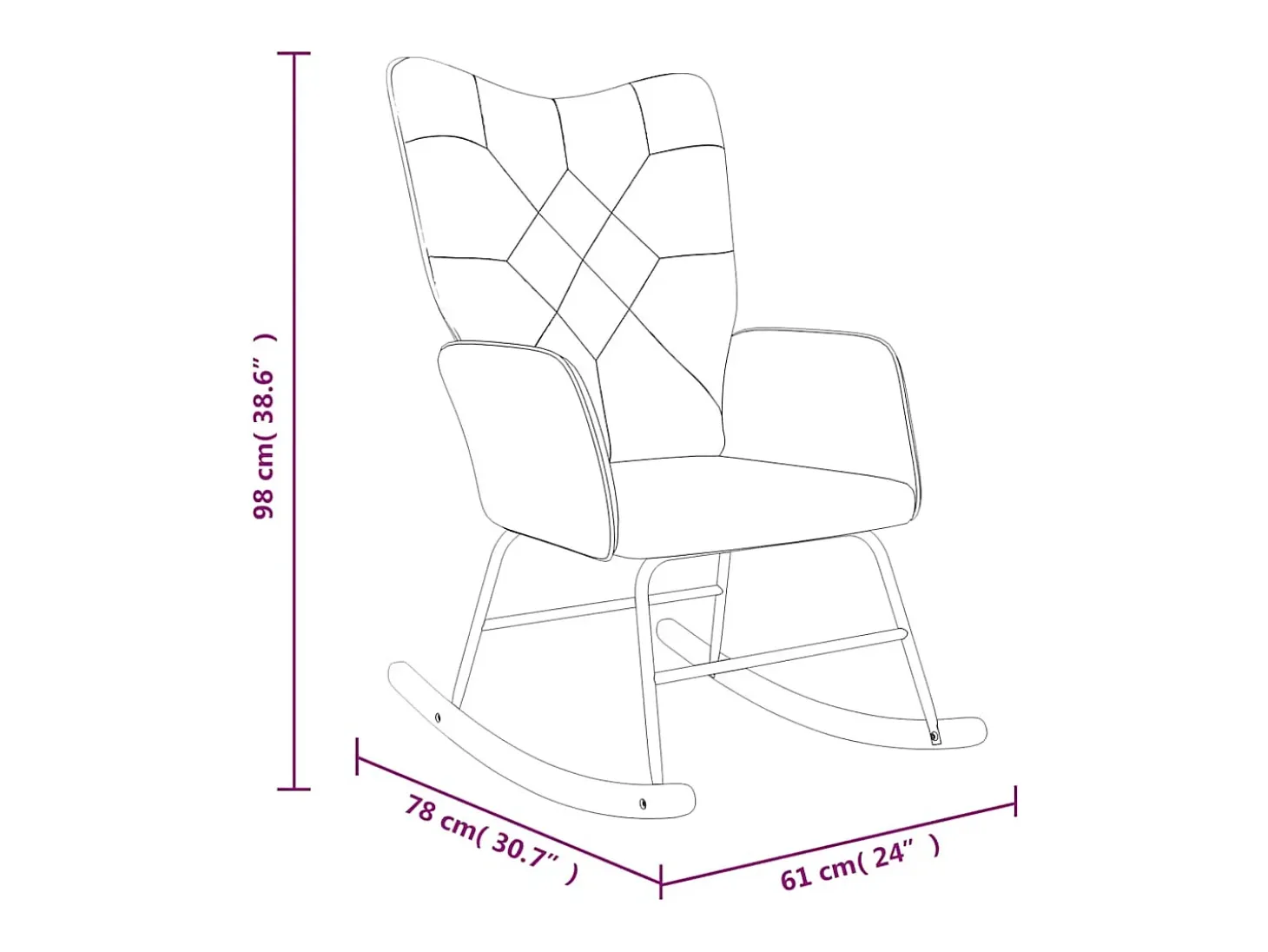 Silla mecedora de tela Patchwork