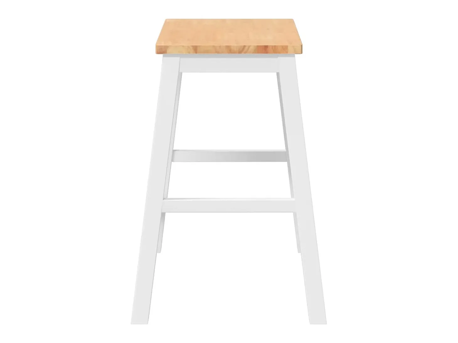 Sillas de bar 2 uds madera maciza blanca caucho