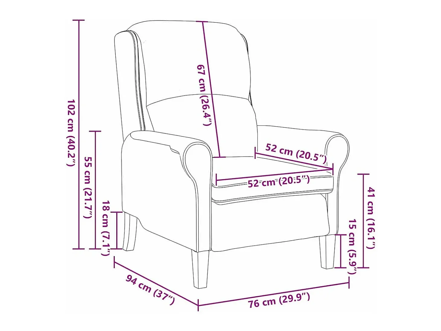 sillón Azul 76 x 94 x 102 cm tela