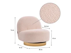 Sillón bouclette giratorio "Churchill" - 76 x 80 x 74 cm - Blanco