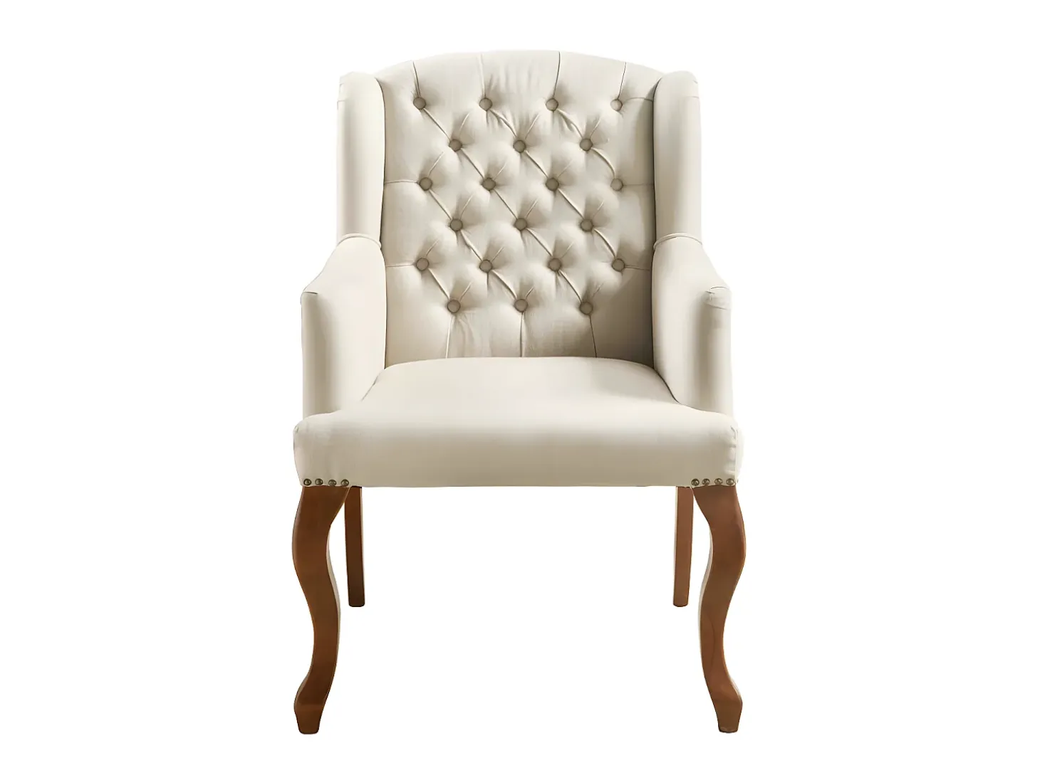 Sillón butaca tapizado de tela en color beige PARUNA