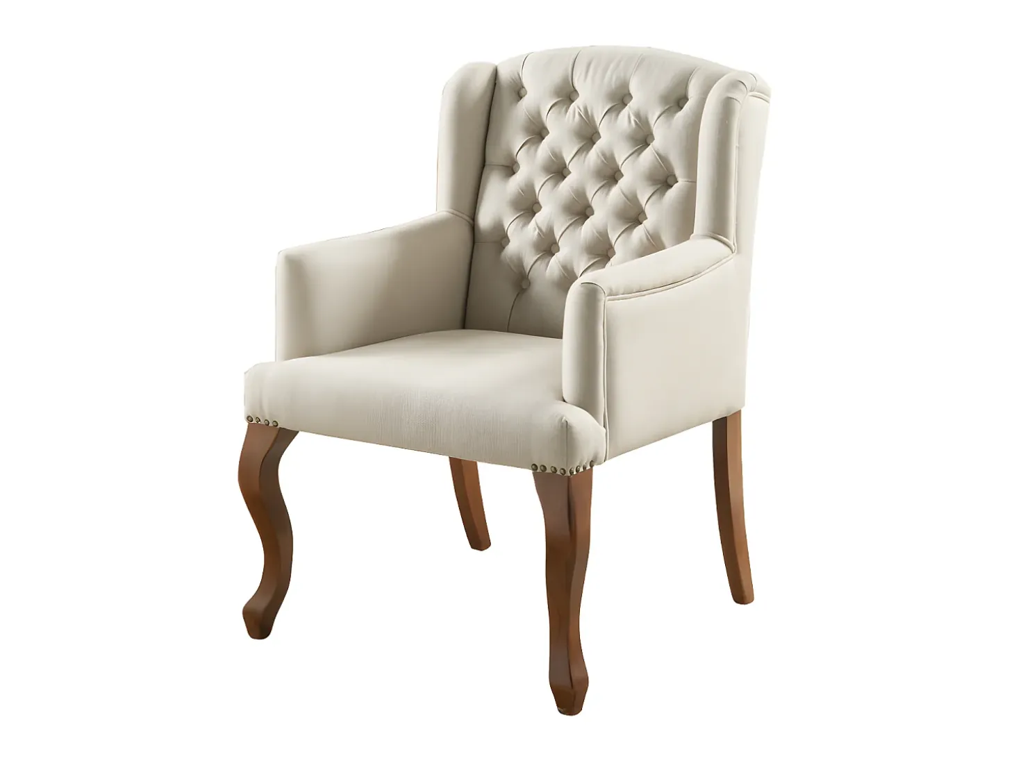 Sillón butaca tapizado de tela en color beige PARUNA