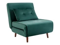Sillón cama de terciopelo verde pino de estilo joven URIBIA.