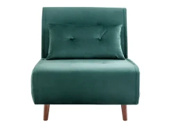 Sillón cama de terciopelo verde pino de estilo joven URIBIA.