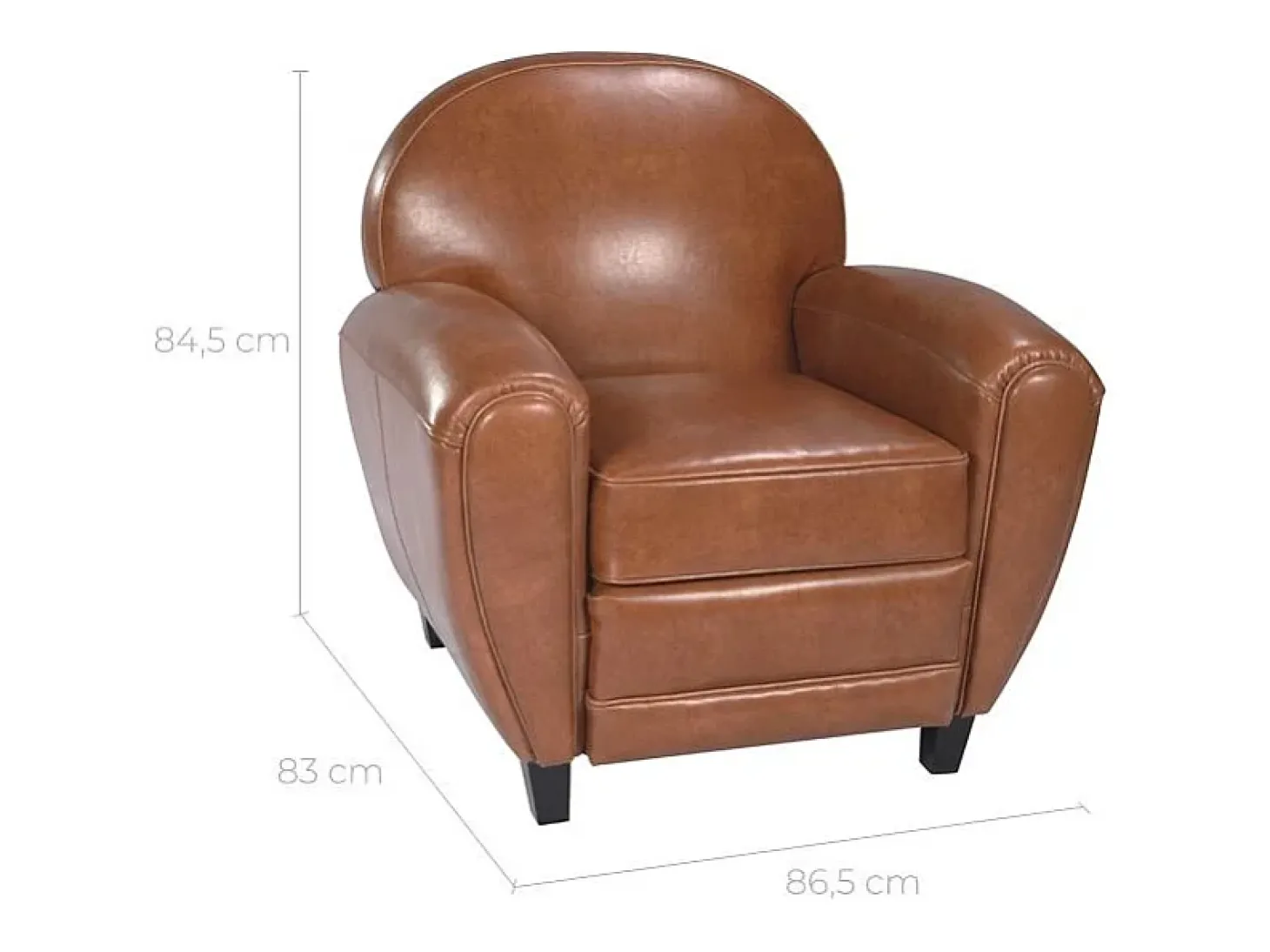 Sillón Camel de cuero recubierto - Club