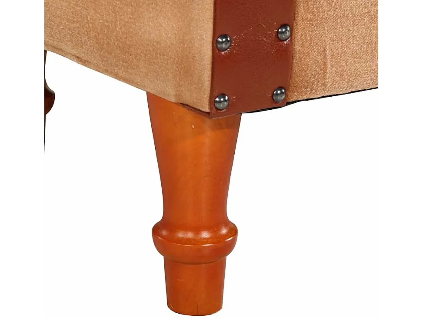 Sillón cúbico de cuero auténtico y madera maciza mango marrón