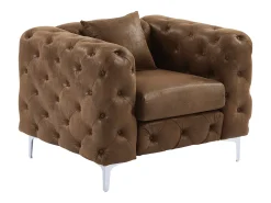 Sillón chesterfield de microfibra con acabado de piel envejecida capitoné EDWINA