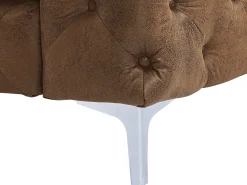 Sillón chesterfield de microfibra con acabado de piel envejecida capitoné EDWINA