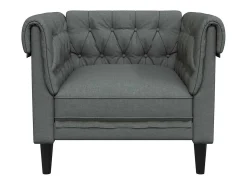 Sillón Chesterfield de tela gris oscuro