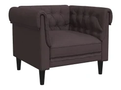 Sillón Chesterfield de tela marrón oscuro