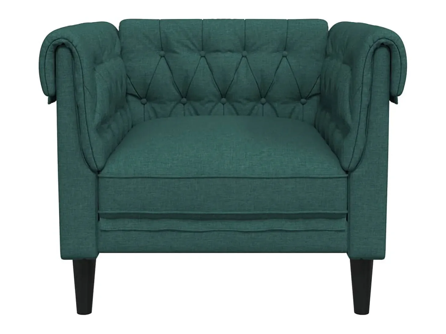 Sillón Chesterfield de tela verde oscuro