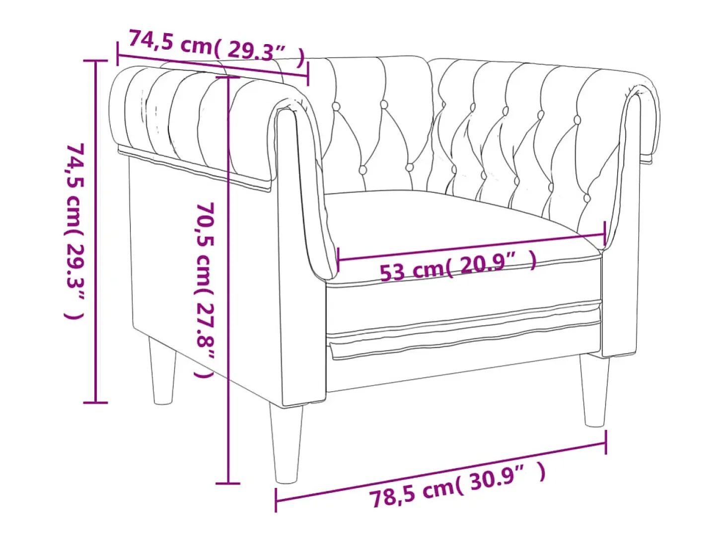 Sillón Chesterfield de tela verde oscuro