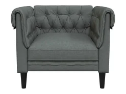 Sillón Chesterfield de tela gris oscuro